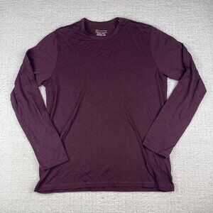 Cloudveil 100% Merino Wool Shirt Men M Long Sleeve Stretch Thermal Burgundy Red